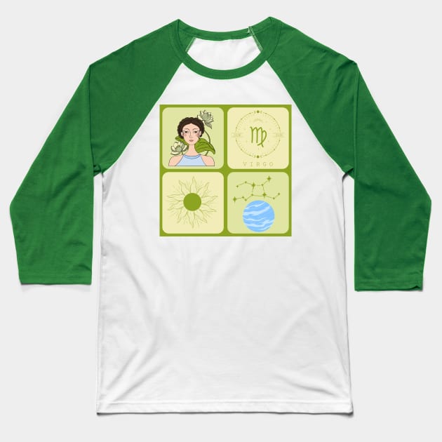 Virgo Zodiac Sign Pattern Baseball T-Shirt by i am Cuta